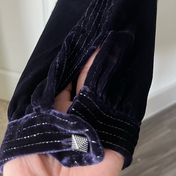 Zadig & Voltaire dark Purple velvet Long Sleeve Dress with Tie Waist - Picture 12 of 16